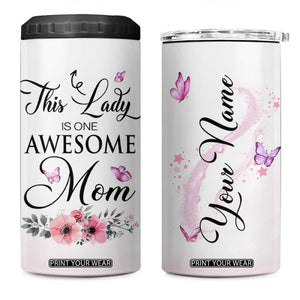 Butterfly Awesome Mom 4 in 1 Can Cooler Tumbler Personalized TS04 One Size: 16 oz Multicolor Print Your Wear