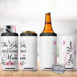 Butterfly Awesome Mom 4 in 1 Can Cooler Tumbler Personalized TS04 Print Your Wear