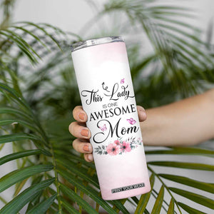 Butterfly Awesome Mom Skinny Tumbler Personalized TS04 Print Your Wear