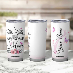 Butterfly Awesome Mom Tumbler Cup Personalized TS04 Print Your Wear