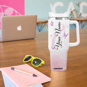 Butterfly Awesome Mom Tumbler With Handle Personalized TS04 Print Your Wear