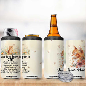 Wisdom From A Cat 4 in 1 Can Cooler Tumbler Personalized TS04 Print Your Wear