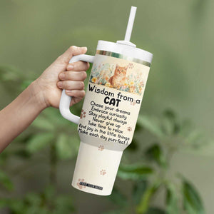 Wisdom From A Cat Tumbler With Handle Personalized TS04 Print Your Wear