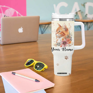 Wisdom From A Cat Tumbler With Handle Personalized TS04 Print Your Wear