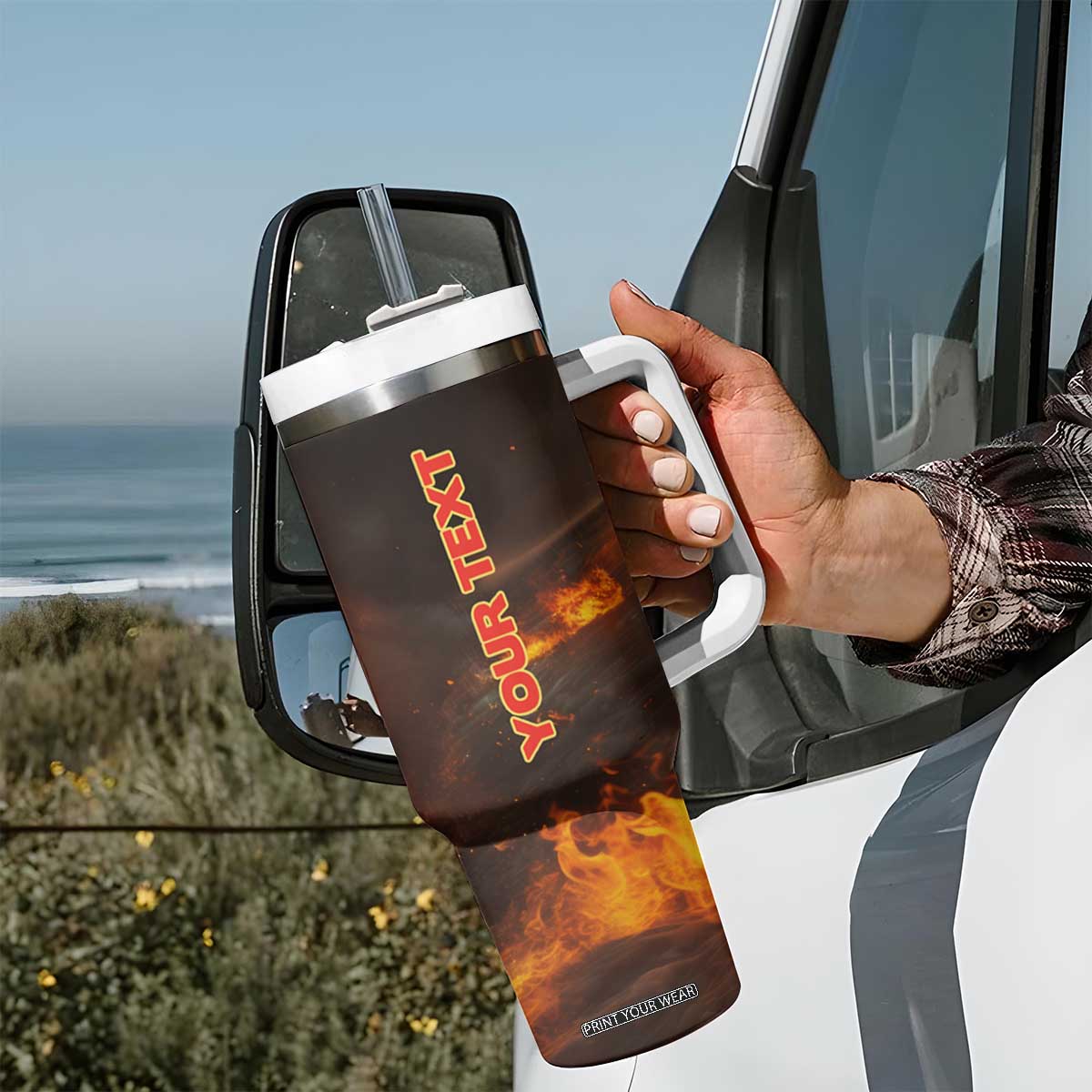 Firefighter Fire Truck Tumbler With Handle Personalized TS04 Print Your Wear
