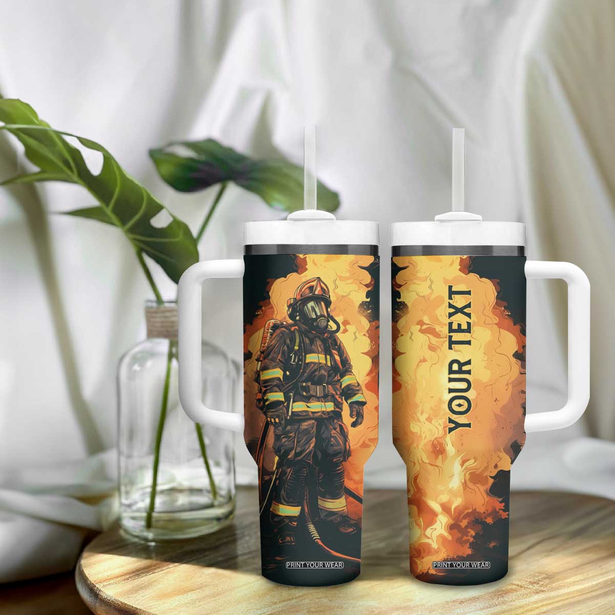 Firefighter Vintage Tumbler With Handle Personalized TS04 Print Your Wear