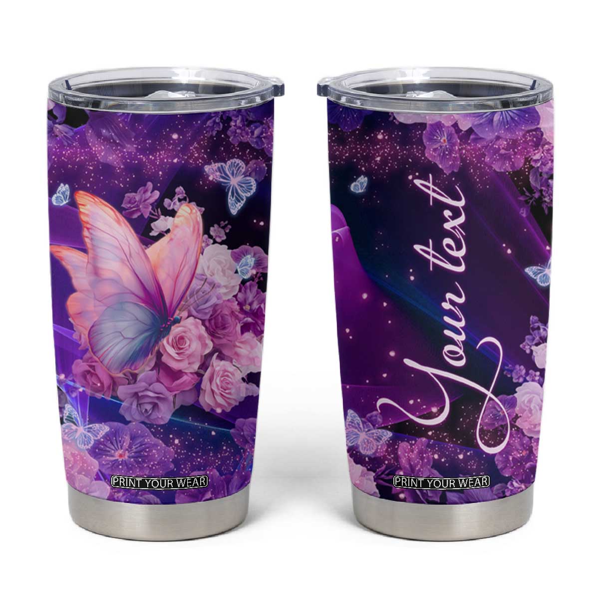 Butterfly Tumbler Cup Personalized TS04 Multicolor Print Your Wear