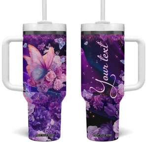 Butterfly Tumbler With Handle Personalized TS04 One Size: 40 oz Multicolor Print Your Wear