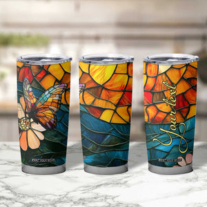 Butterfly Colorful Crystal Mosaic Tumbler Cup Personalized TS04 Print Your Wear