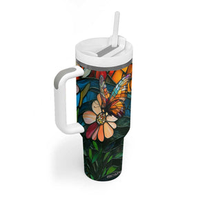 Butterfly Colorful Crystal Mosaic Tumbler With Handle Personalized TS04 Print Your Wear