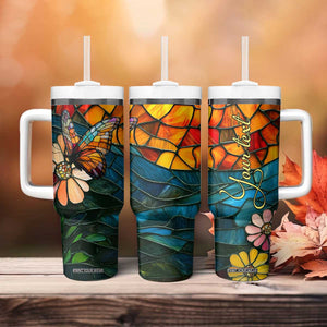 Butterfly Colorful Crystal Mosaic Tumbler With Handle Personalized TS04 Print Your Wear