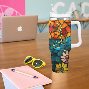 Butterfly Colorful Crystal Mosaic Tumbler With Handle Personalized TS04 Print Your Wear