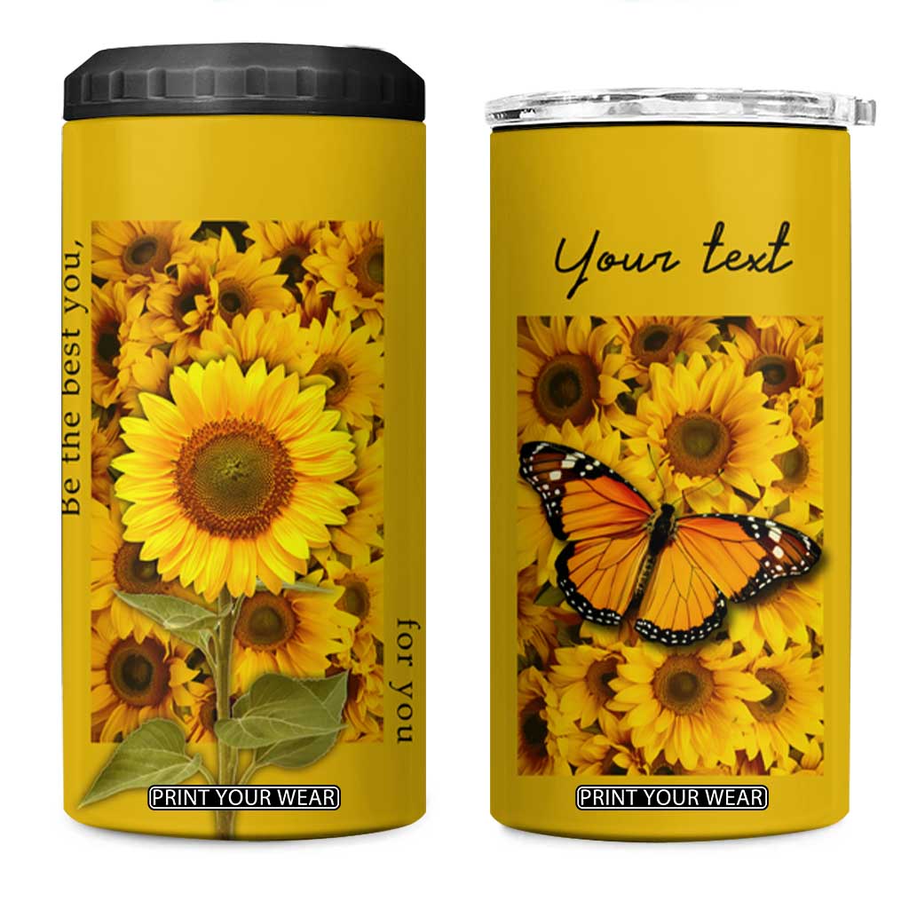 Butterfly Sunflower 4 in 1 Can Cooler Tumbler Personalized TS04 One Size: 16 oz Multicolor Print Your Wear