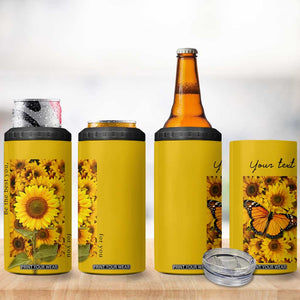 Butterfly Sunflower 4 in 1 Can Cooler Tumbler Personalized TS04 Print Your Wear