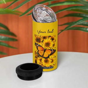 Butterfly Sunflower 4 in 1 Can Cooler Tumbler Personalized TS04 Print Your Wear