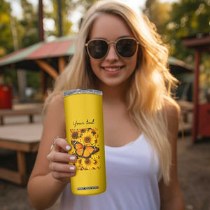 Butterfly Sunflower Skinny Tumbler Personalized TS04 Print Your Wear