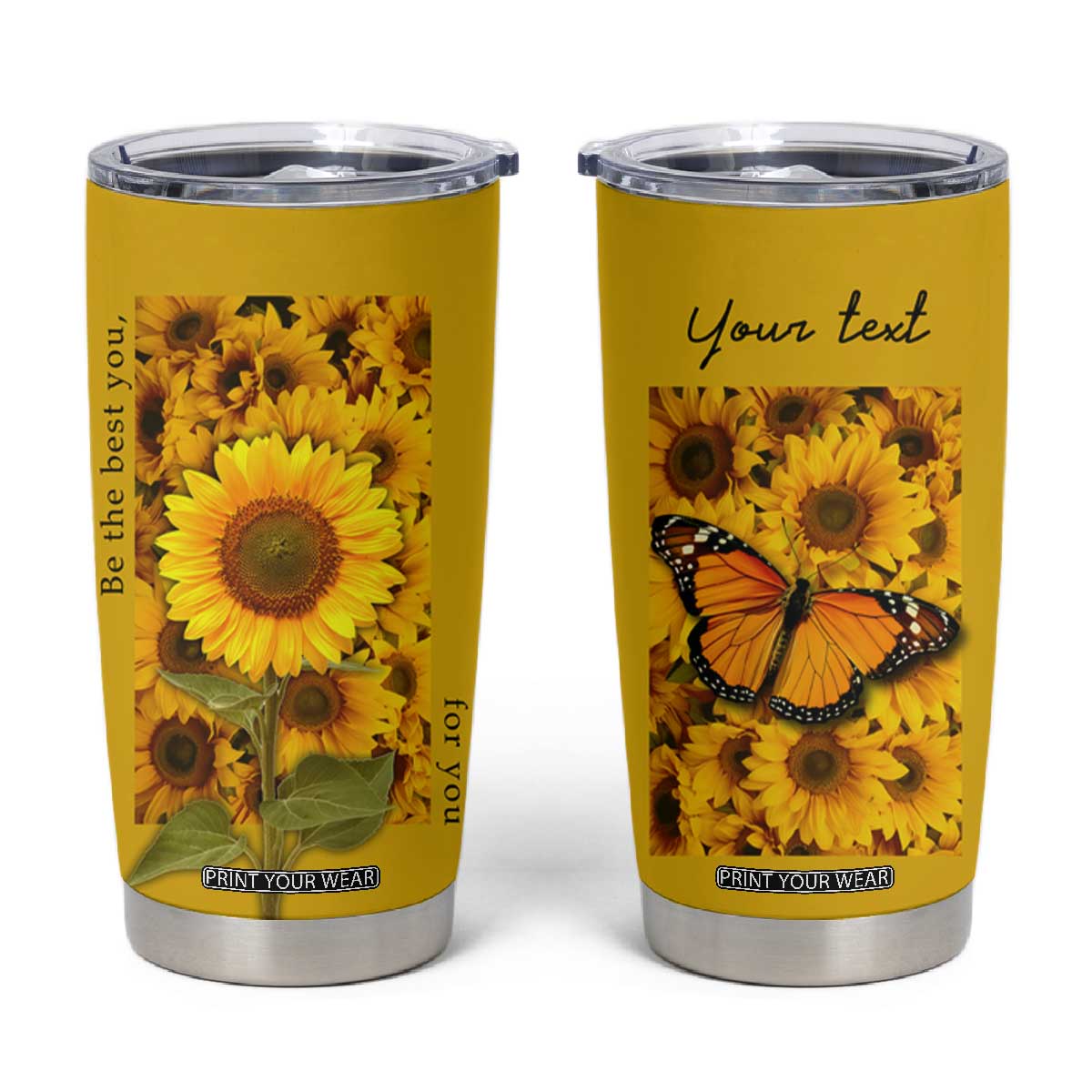 Butterfly Sunflower Tumbler Cup Personalized TS04 Multicolor Print Your Wear