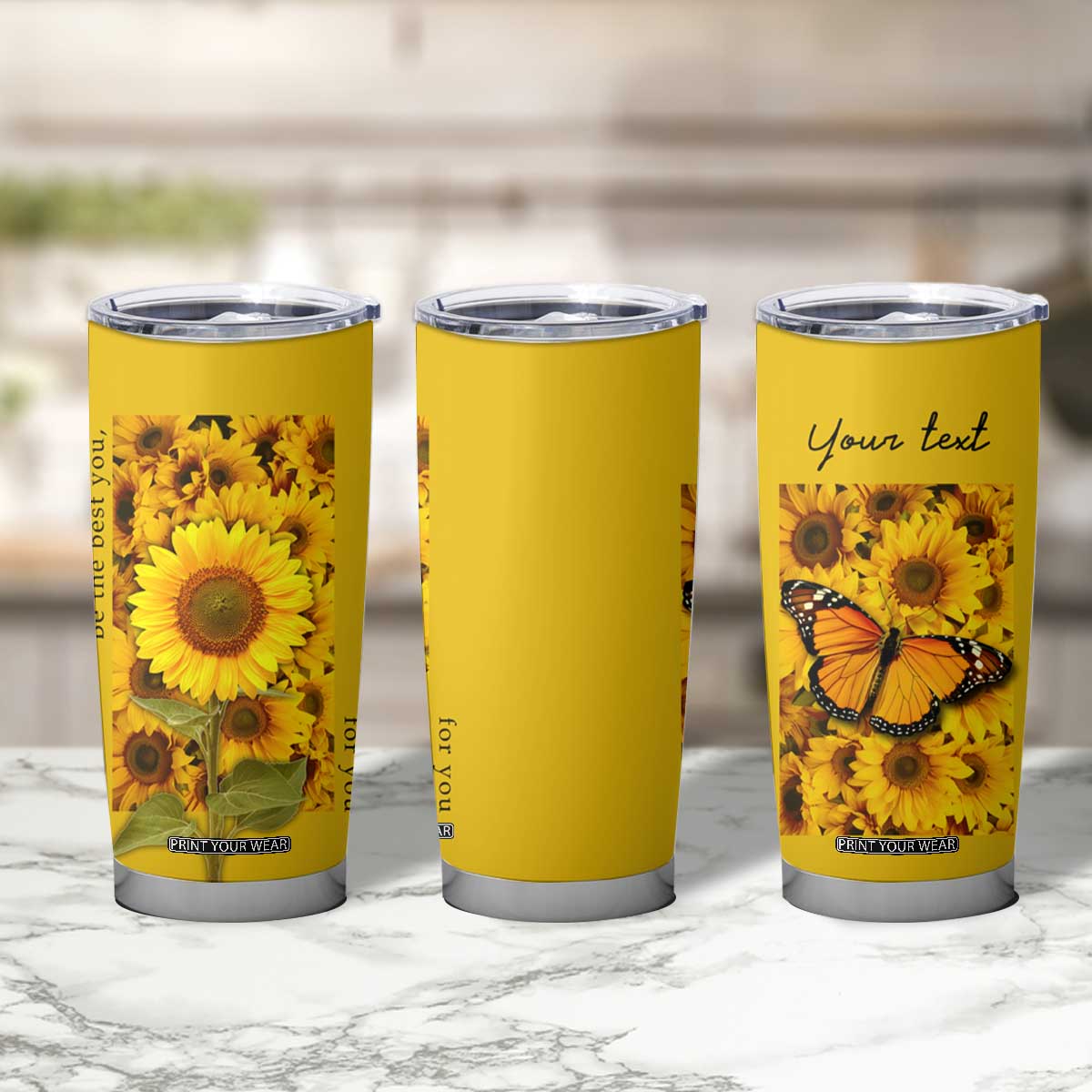 Butterfly Sunflower Tumbler Cup Personalized TS04 Print Your Wear