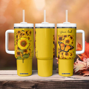 Butterfly Sunflower Tumbler With Handle Personalized TS04 Print Your Wear