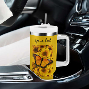 Butterfly Sunflower Tumbler With Handle Personalized TS04 Print Your Wear