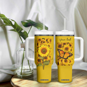 Butterfly Sunflower Tumbler With Handle Personalized TS04 Print Your Wear