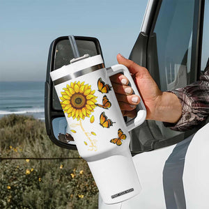 Butterfly Sunflower You Are My Sunshine Tumbler With Handle Personalized TS04 Print Your Wear