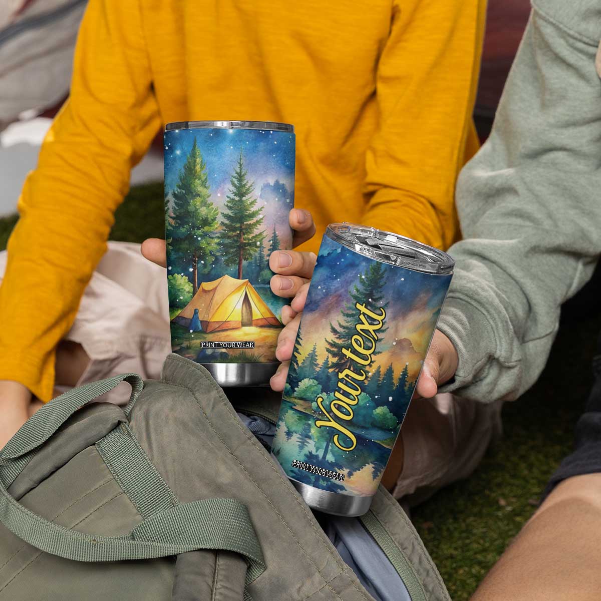 Camping Tent Tumbler Cup Personalized TS04 Print Your Wear