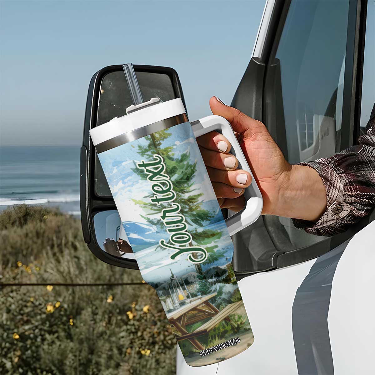 Camping Lover Tumbler With Handle Personalized TS04 Print Your Wear