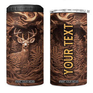 Deer Wooden Carving 4 in 1 Can Cooler Tumbler Personalized TS04 One Size: 16 oz Multicolor Print Your Wear