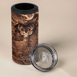 Deer Wooden Carving 4 in 1 Can Cooler Tumbler Personalized TS04 Print Your Wear