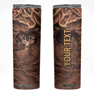 Deer Wooden Carving Skinny Tumbler Personalized TS04 Multicolor Print Your Wear