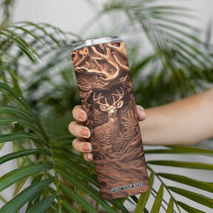 Deer Wooden Carving Skinny Tumbler Personalized TS04 Print Your Wear