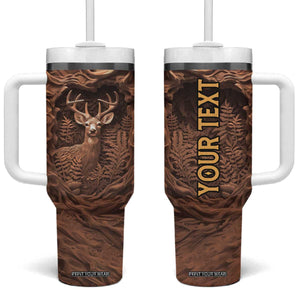 Deer Wooden Carving Tumbler With Handle Personalized TS04 One Size: 40 oz Multicolor Print Your Wear