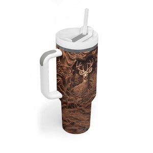 Deer Wooden Carving Tumbler With Handle Personalized TS04 Print Your Wear