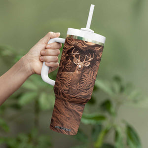 Deer Wooden Carving Tumbler With Handle Personalized TS04 Print Your Wear