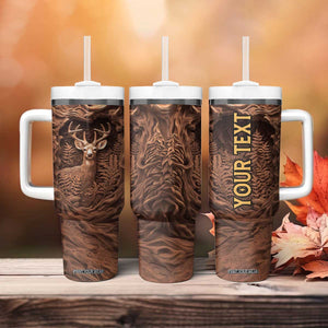 Deer Wooden Carving Tumbler With Handle Personalized TS04 Print Your Wear