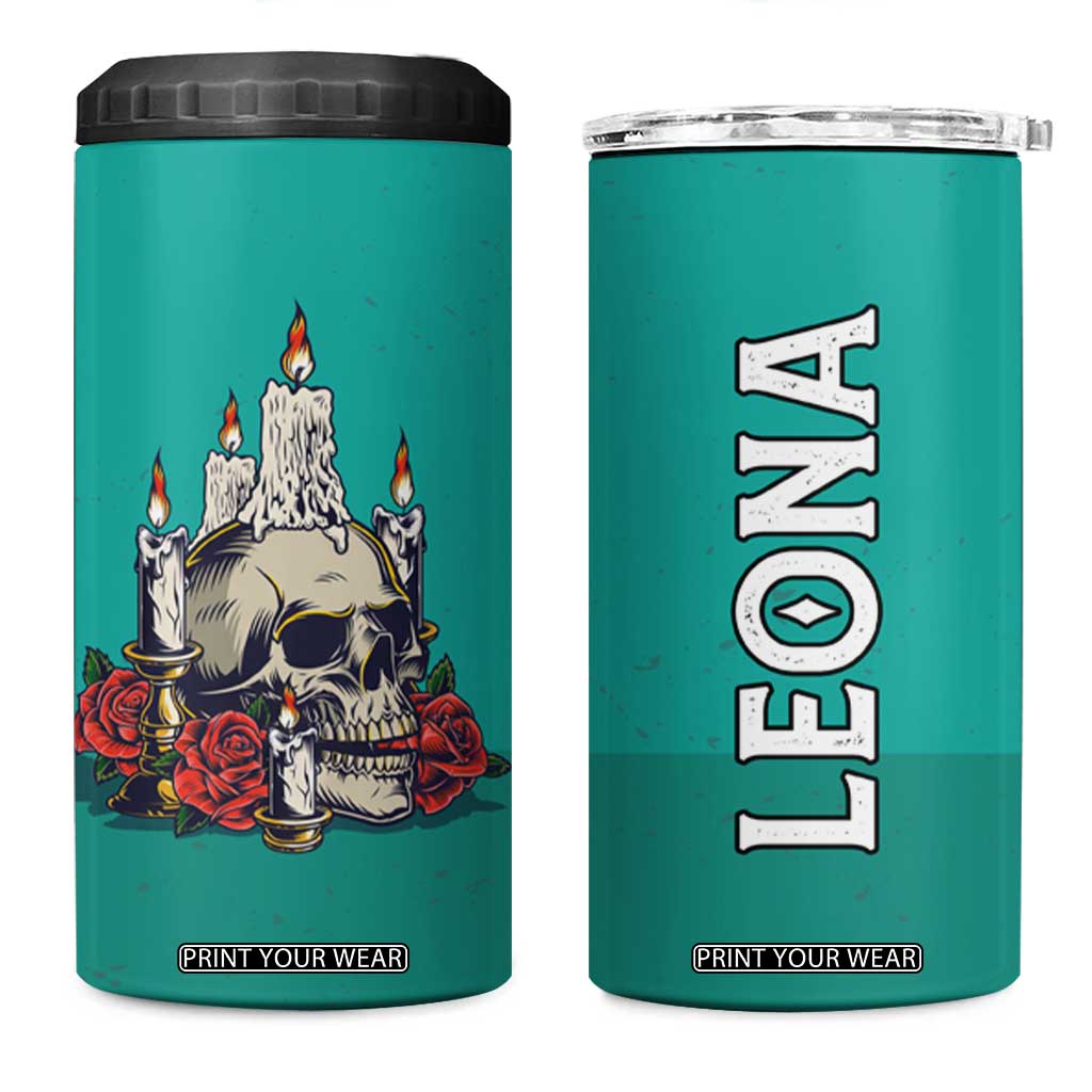 Retro Skull With Candles and Roses 4 in 1 Can Cooler Tumbler Personalized TS04 One Size: 16 oz Multicolor Print Your Wear