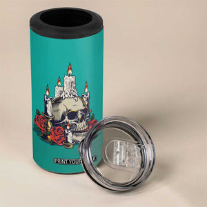 Retro Skull With Candles and Roses 4 in 1 Can Cooler Tumbler Personalized TS04 Print Your Wear