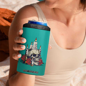 Retro Skull With Candles and Roses 4 in 1 Can Cooler Tumbler Personalized TS04 Print Your Wear