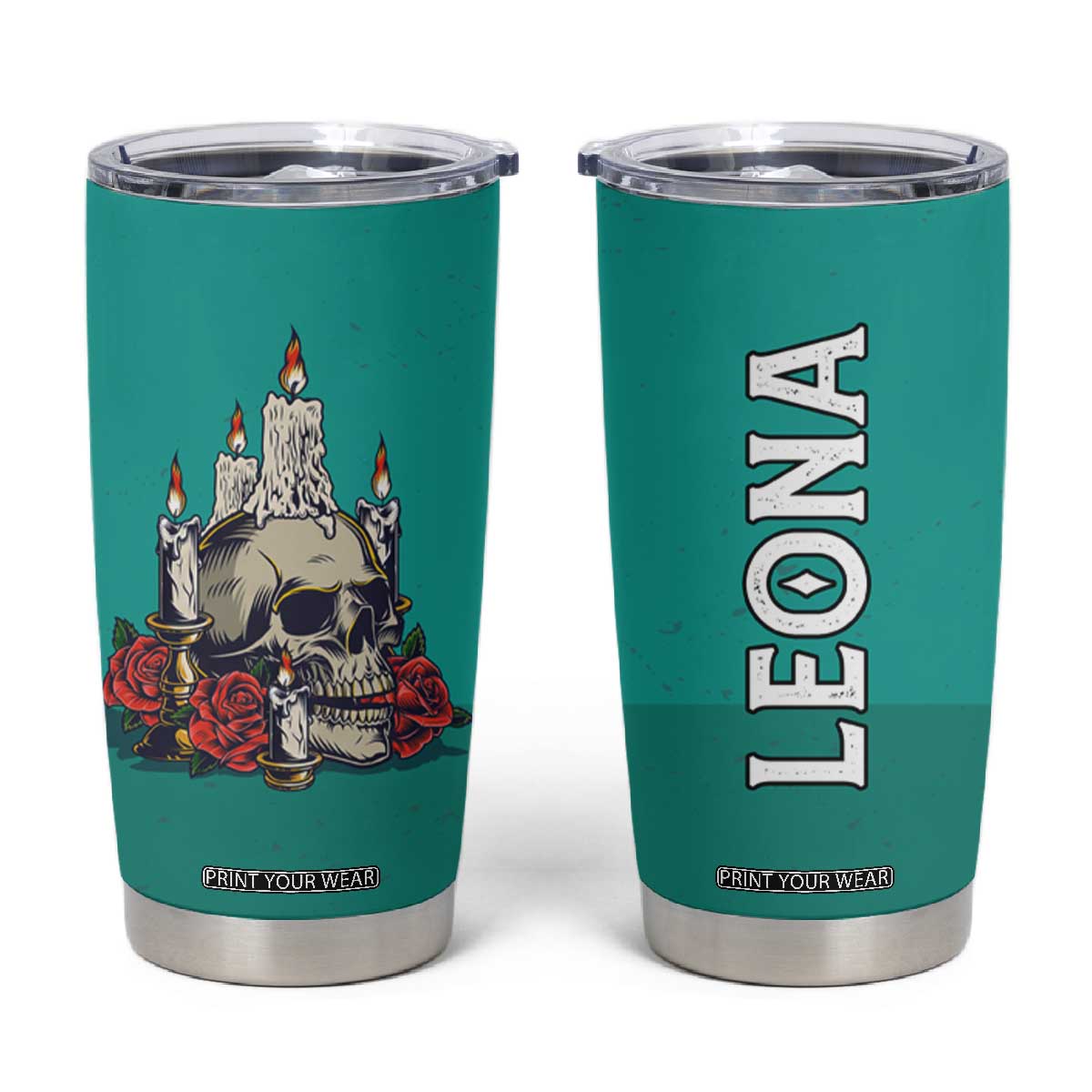 Retro Skull With Candles and Roses Tumbler Cup Personalized TS04 Multicolor Print Your Wear