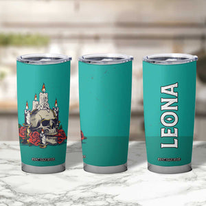 Retro Skull With Candles and Roses Tumbler Cup Personalized TS04 Print Your Wear