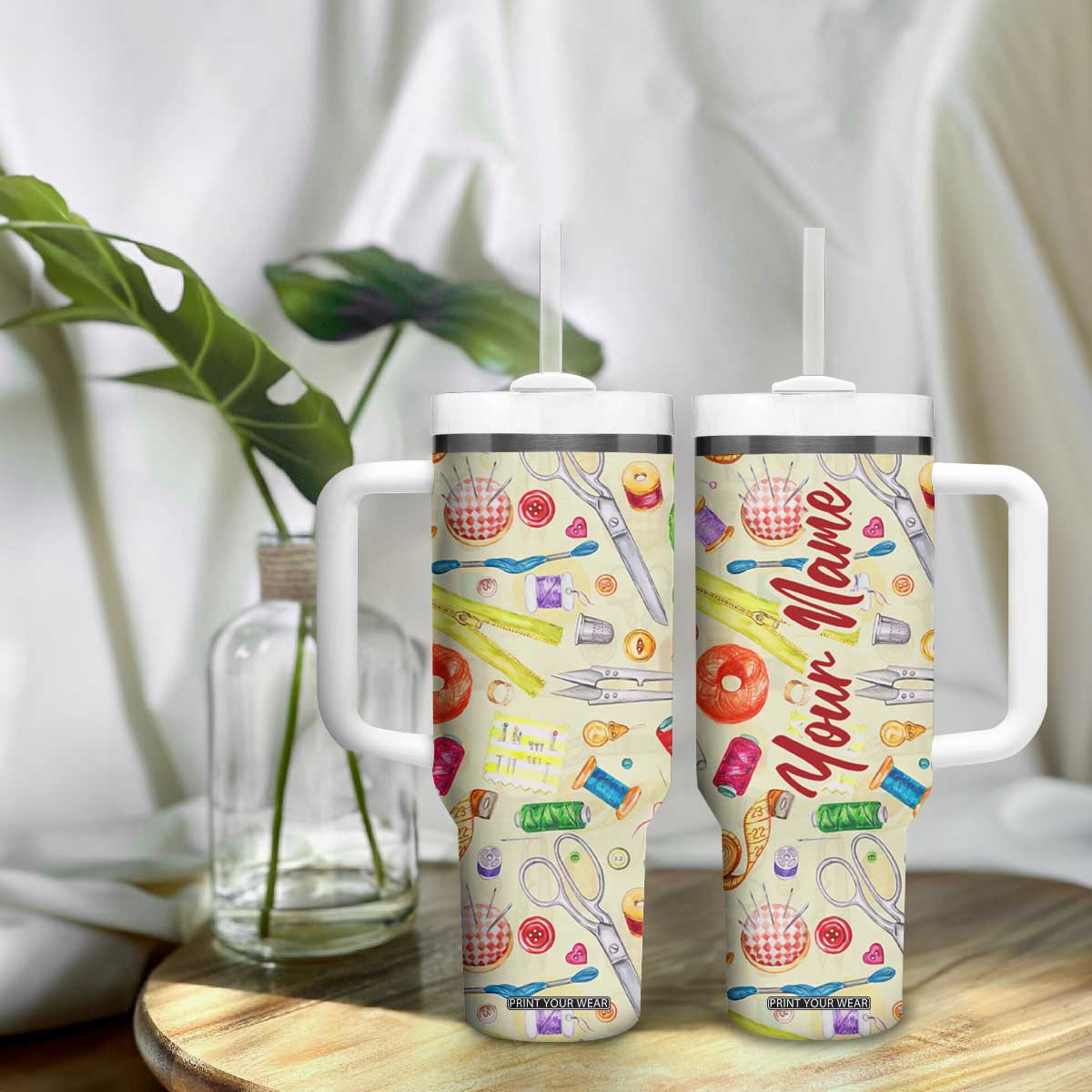 Sewing Kit Tumbler With Handle Personalized TS04 Print Your Wear