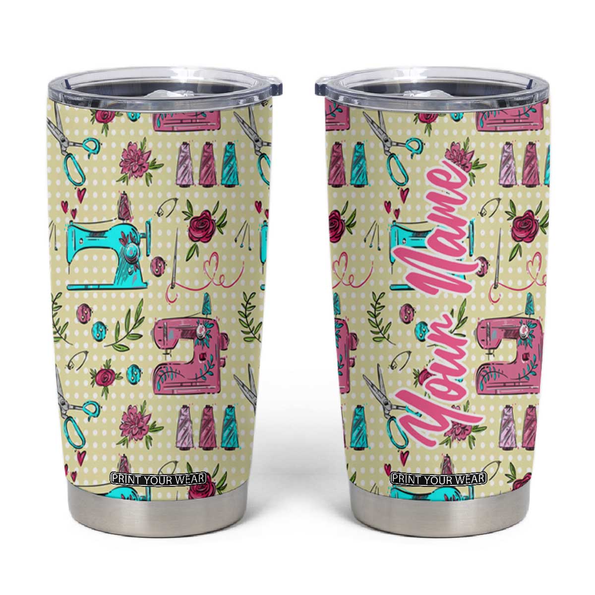 Sewing Pattern Tumbler Cup Personalized TS04 Multicolor Print Your Wear