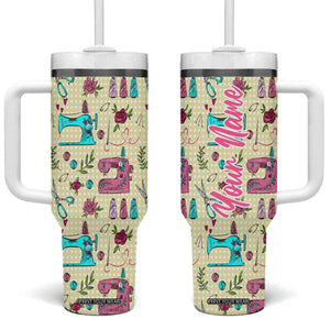 Sewing Pattern Tumbler With Handle Personalized TS04 One Size: 40 oz Multicolor Print Your Wear