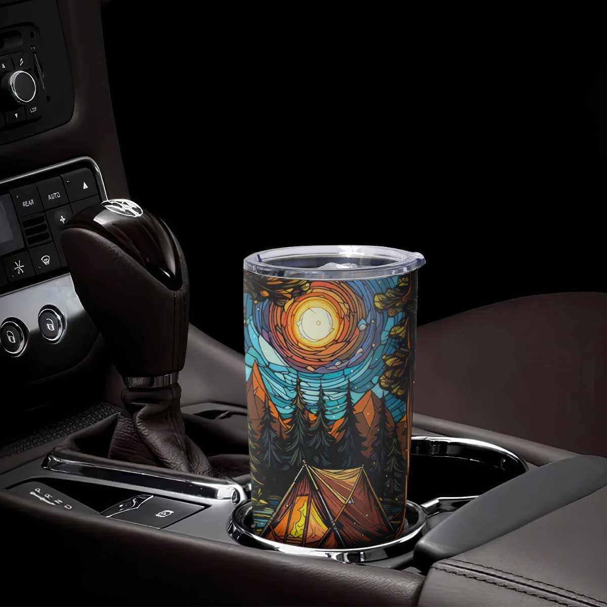 Camping Stained Glass Tumbler Cup Personalized TS04 Print Your Wear