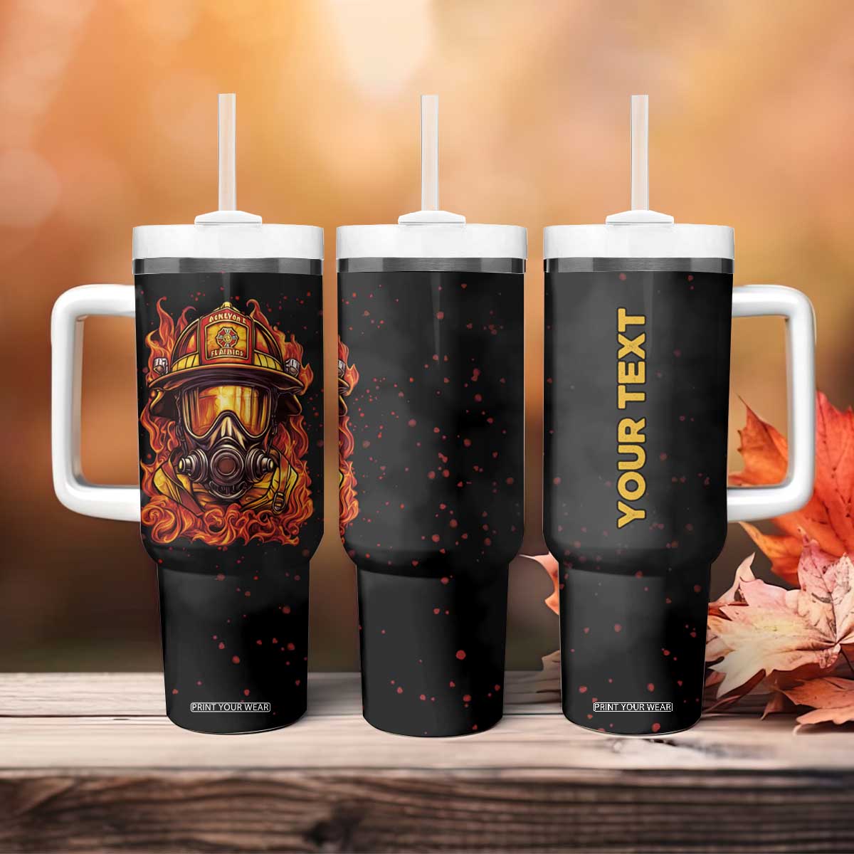 Firefighter Mask Vintage Tumbler With Handle Personalized TS04 Print Your Wear