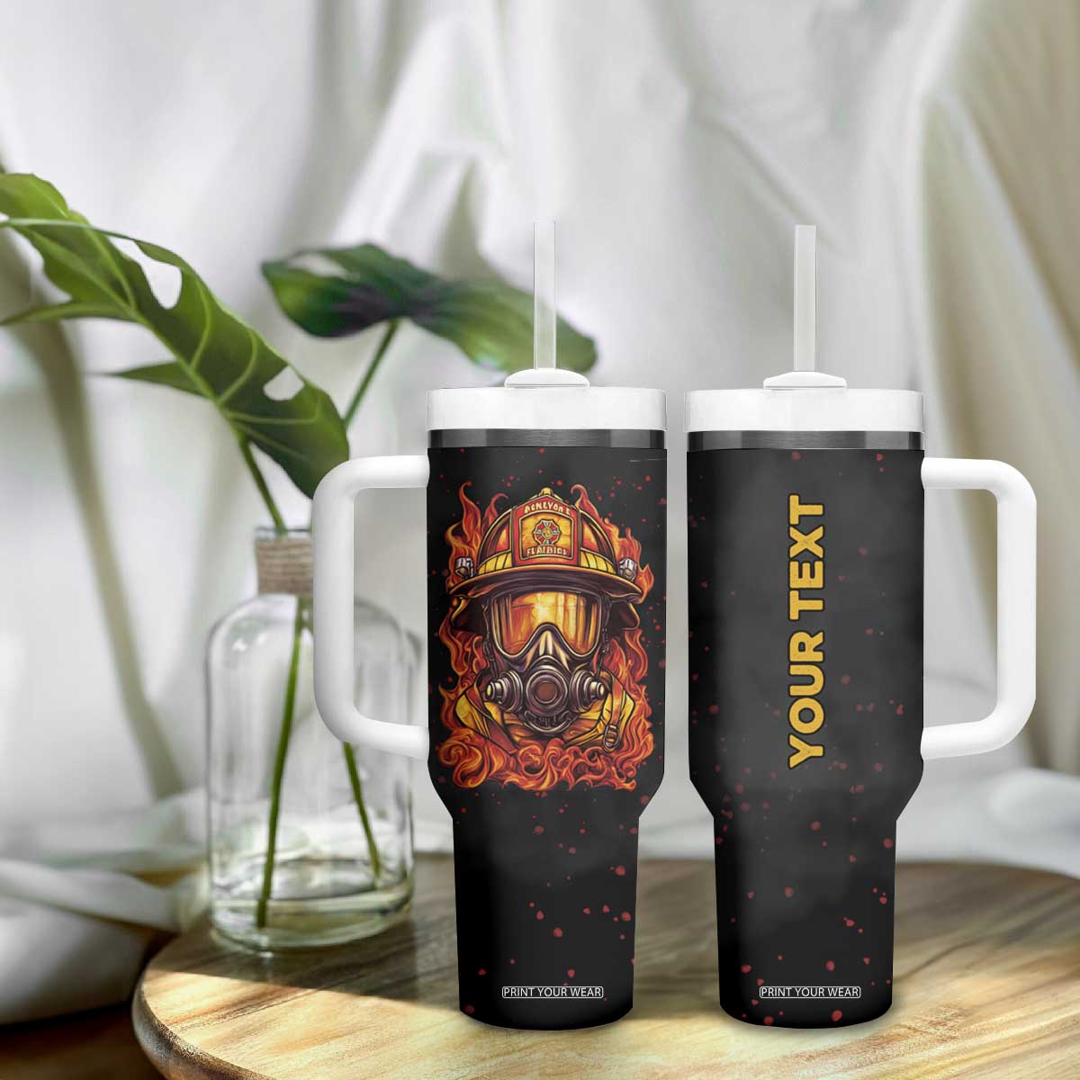Firefighter Mask Vintage Tumbler With Handle Personalized TS04 Print Your Wear