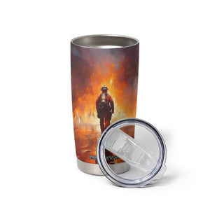 Firefighter Walking Through Fire Tumbler Cup Personalized TS04 Print Your Wear