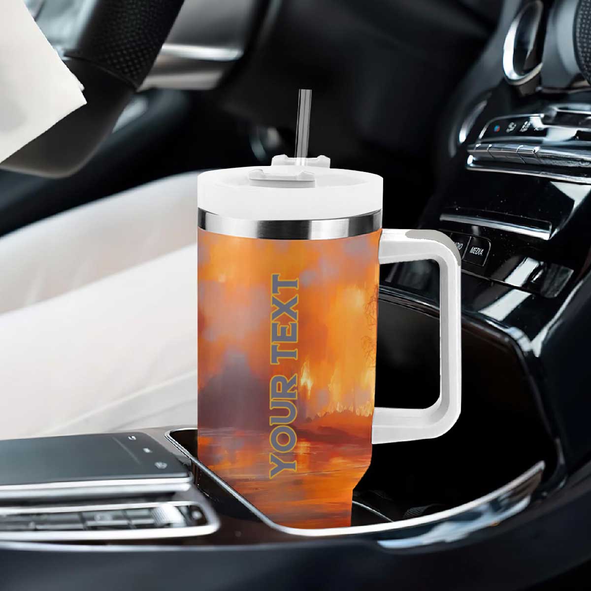 Firefighter Walking Through Fire Tumbler With Handle Personalized TS04 Print Your Wear