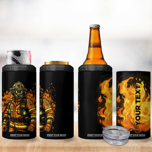 Brave Firefighter 4 in 1 Can Cooler Tumbler Personalized TS04 Print Your Wear